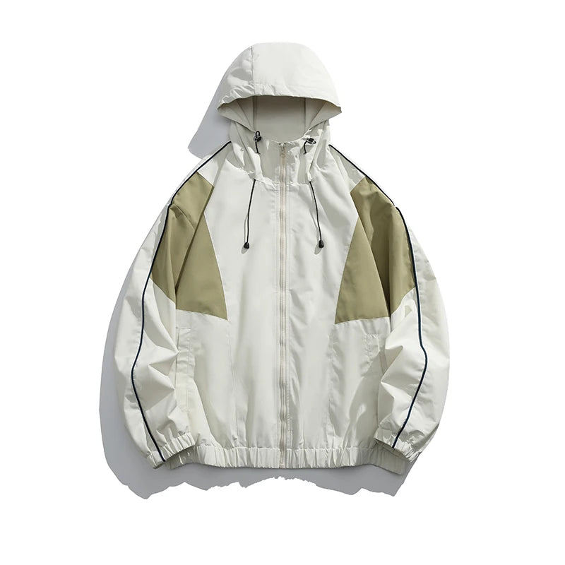 Trendy Men's Outdoor Jacket Fashionable Casual Windbreaker with Hood Suitable for Mountain Cycling Climbing Traveling Camping