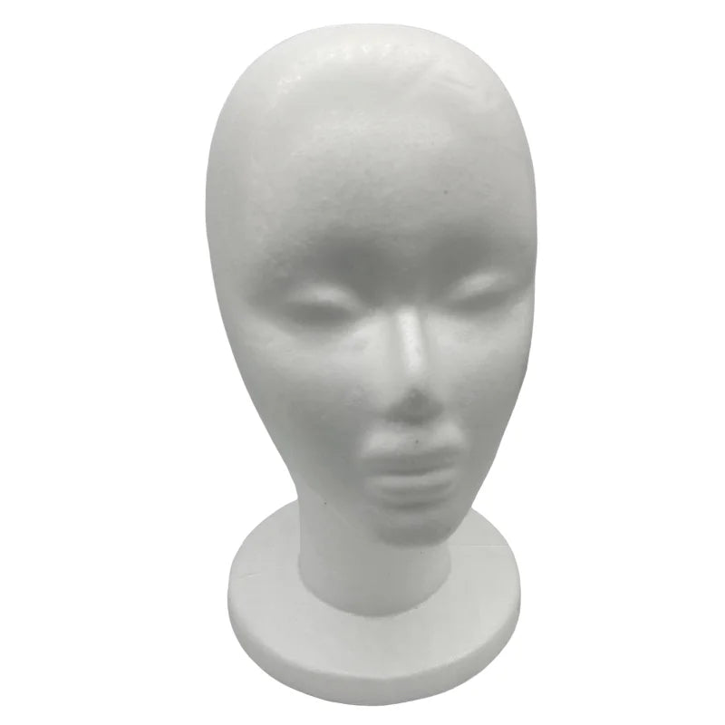 Cabeza de maniquí de espuma de poliestireno alta para exhibición de sombreros, gafas, pelucas, soporte de exhibición, maniquí, modelo de cabeza