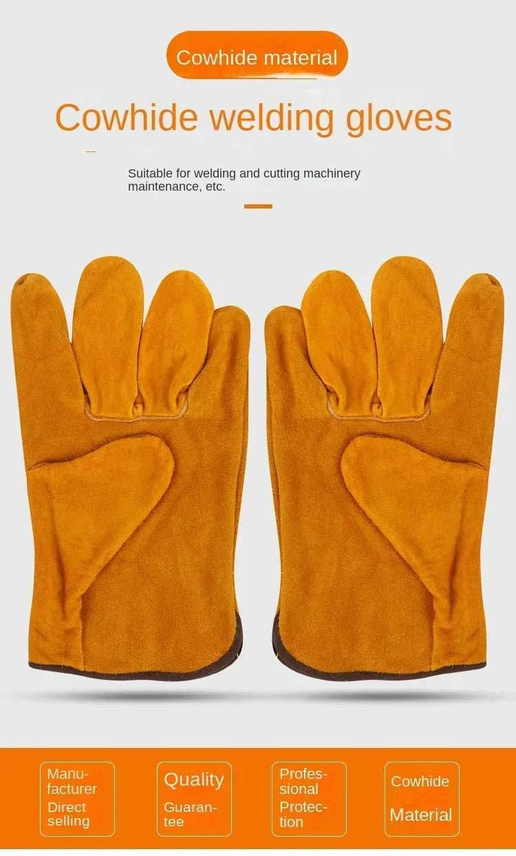 Men Work Gloves Soft Cowhide Driver Hunting Driving Farm Garden Welding Security Protection Safety Protection