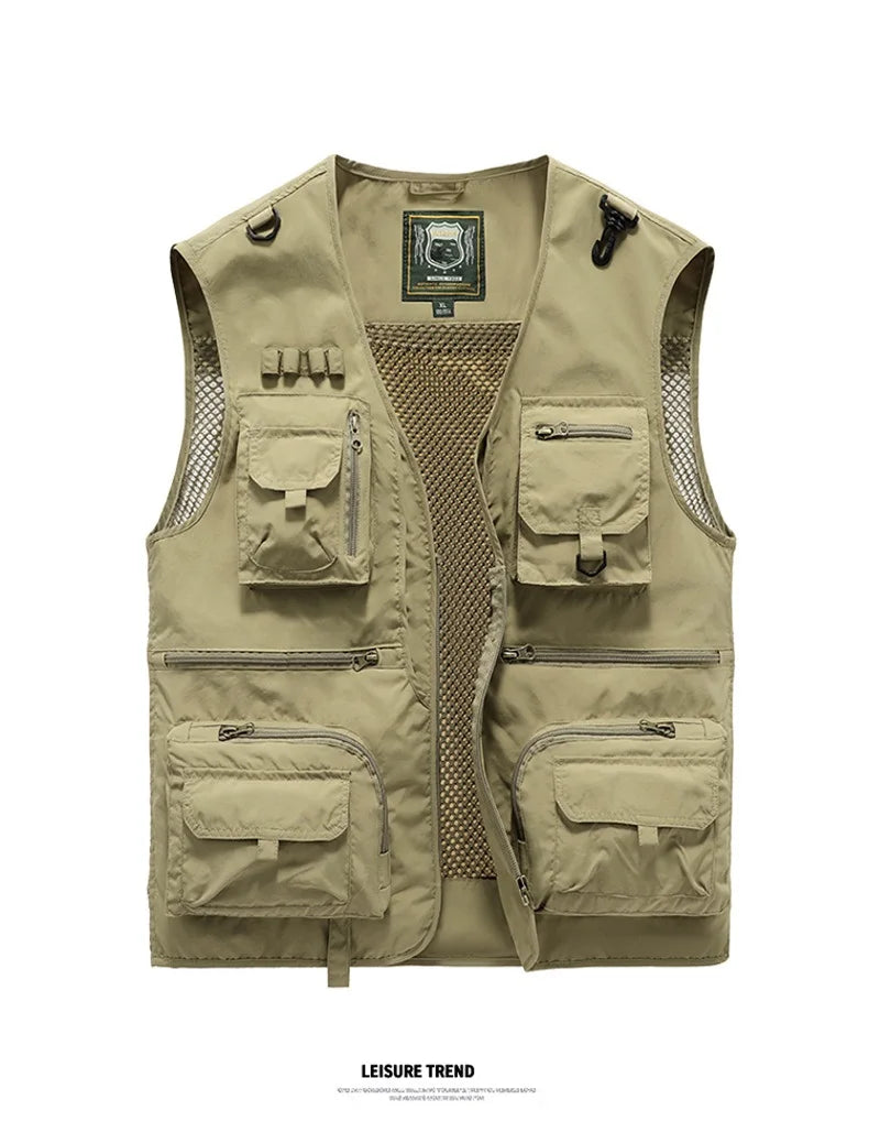 Outdoor Leisure Vest Men's New Multi-Pocket Breathable Outdoor Sports Coat High-Quality Design Leisure Vest Men Work Vest