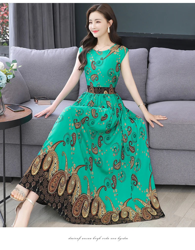 New Fashion  Summer Print Women Short Sleeve Cotton Plus Size Women Clothing Dress Ladies Large Size Vestidos dresses