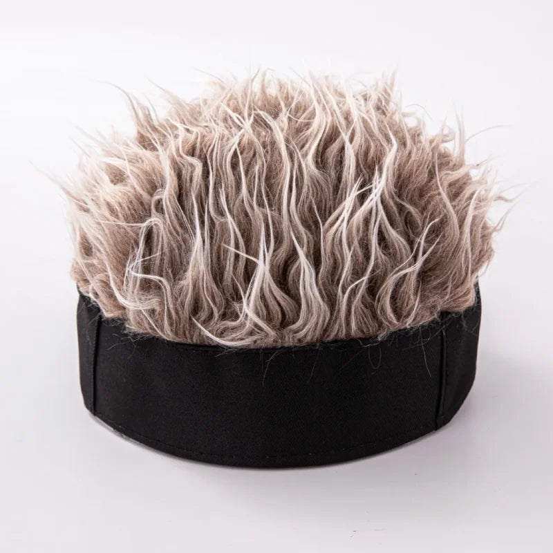 Gorro de pelo sintético corto para hombre, gorro de hip hop, gorro de calavera, peluca de tupé, gorro de pelo falso con púas, pelucas, diadema corta de melón, gorro