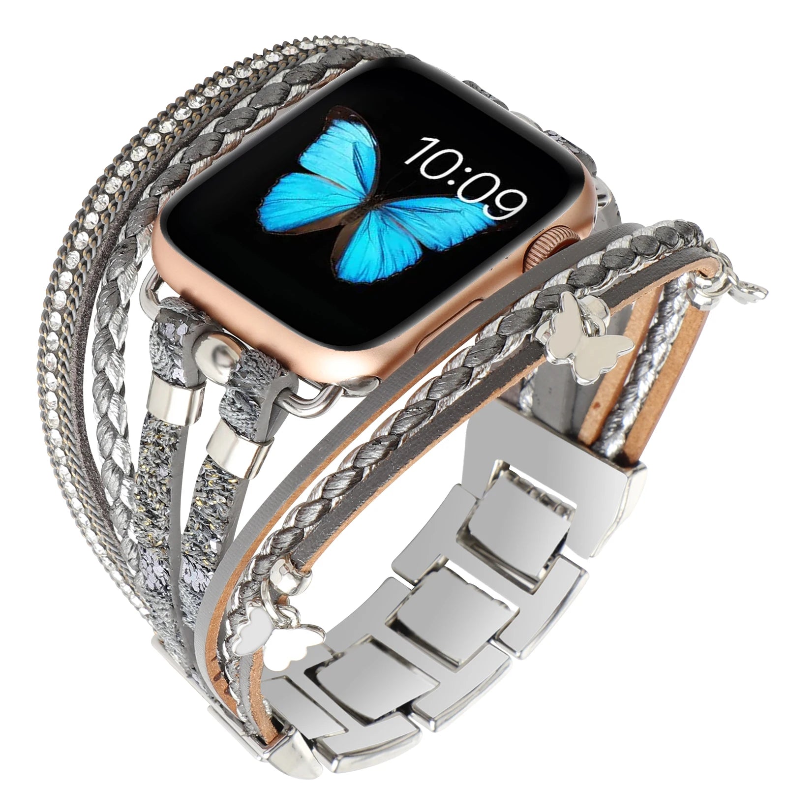 Metal Strap For Apple Watch Band Series876 SE54Ultra Women Jewelry Bracelet Chain IWatch 49mm 45mm 41mm 40mm 38 44mm Peal Wrist
