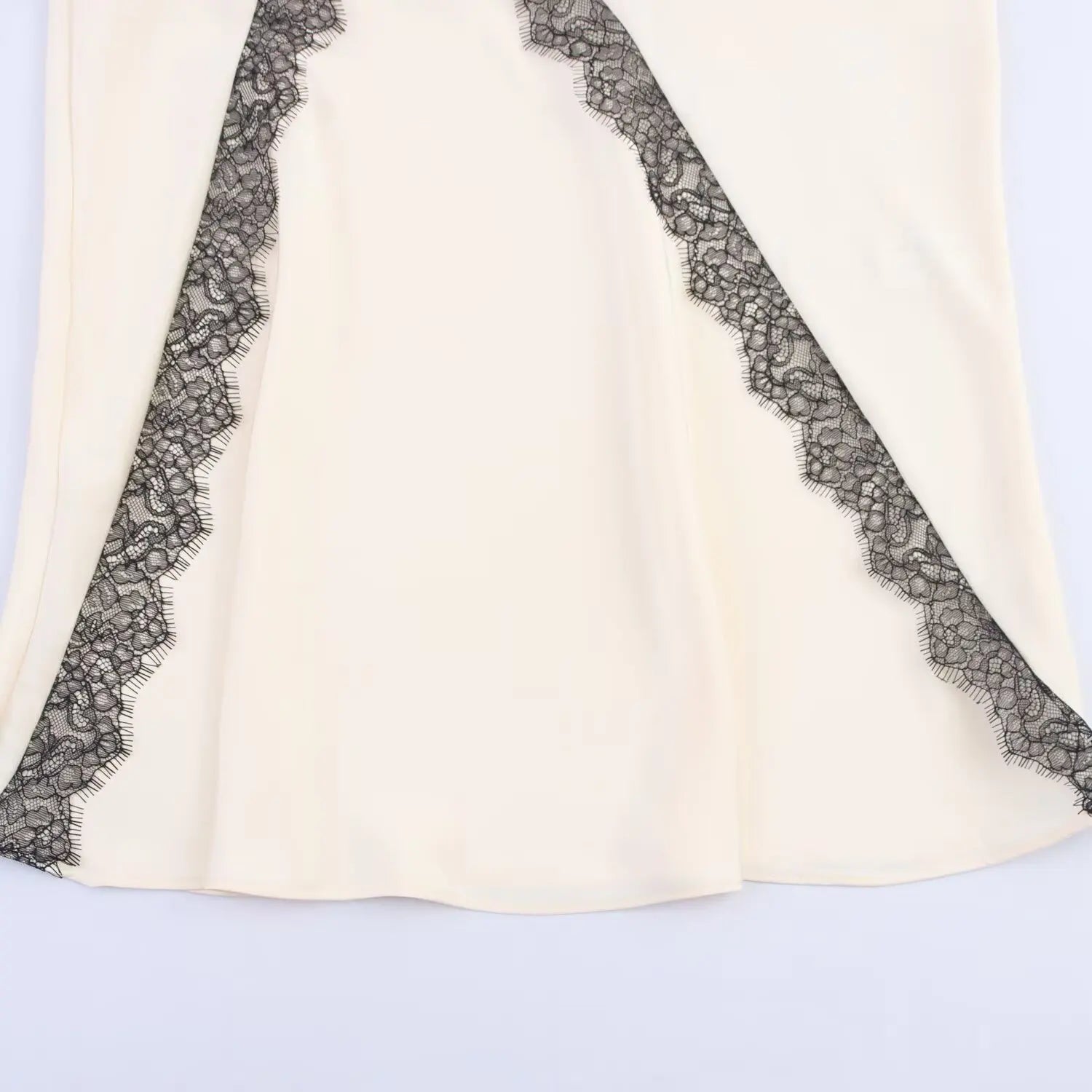 Women's Long Skirt Set Lace Trimmed Satin Neckline Top and Lace Trimmed Satin Mistletoe Skirt