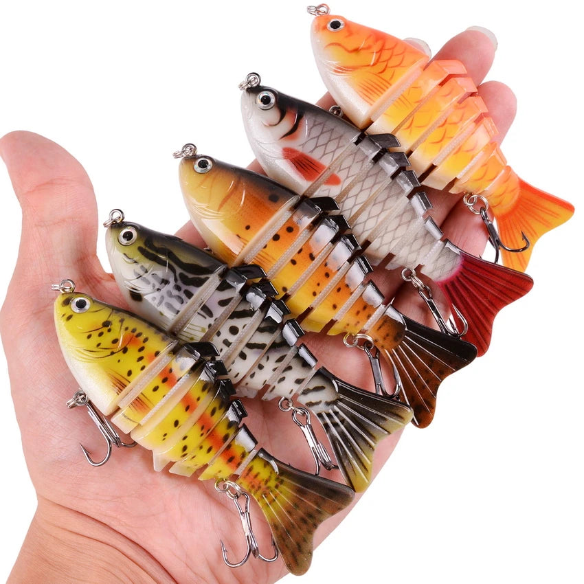 1pcs/Winter fishing gear Bionic Multi-section Swim hard bait  Artificial Wobbler Trolling pike carp crank lure