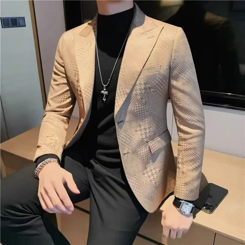 Man Suits and Blazers Single Breasted Blue Coats Jacket for Men Party Clothing Fashion Fashionable Classic Summer Original