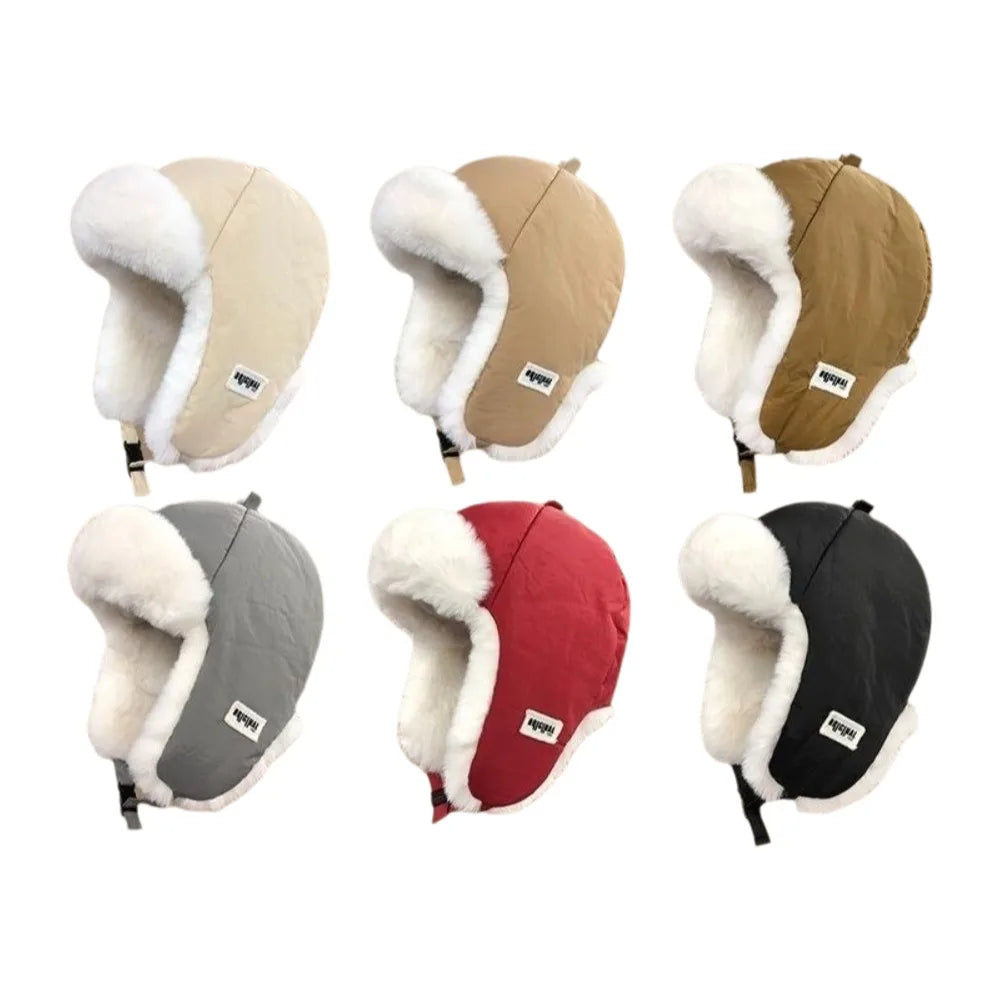 Nuevo sombrero de invierno grueso para mujer Lei Feng, sin ala, gorro de esquí bordado tipo aviador, protección para los oídos, herramientas de abrigo