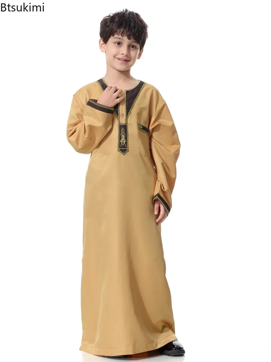 2025 Fashion Muslim Teenager Clothing Islam Men Summer Winter Eid Ramadan Prayer High Quality Elengance Party Boy's Robe Caftan