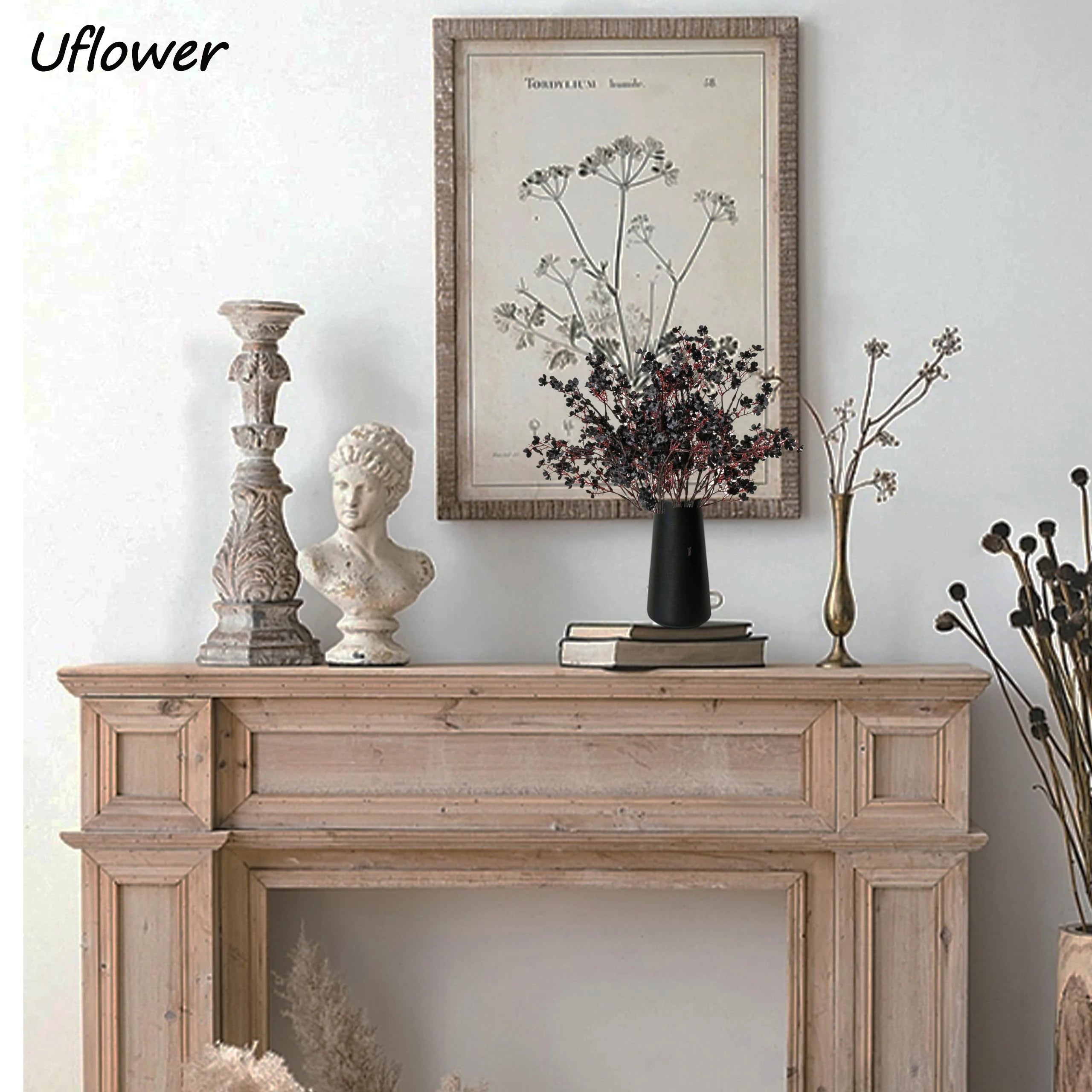 Black Artificial Flowers Cherry Blossoms Gypsophila Fake Plants DIY Wedding Bouquet Vases for Home Decor Faux Christmas Branch
