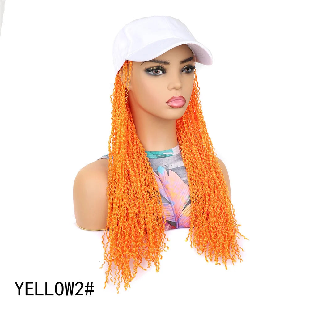 SQRDGQ Synthetic Braided Hair Hat Wigs for Woman 14inch Bug Black Blonde Braided Extensions with Baseball Cap Woman Wigs