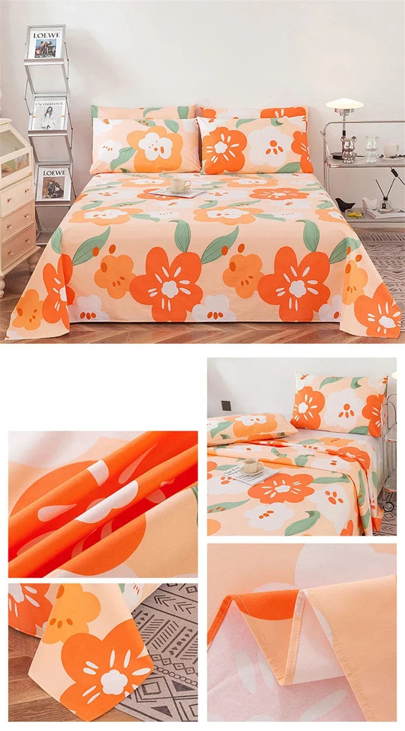 Soft 100% Cotton Coarse Cloth Bed Sheet Thick Sleep Naked Single Double Bedsheet Comfortable Durable Breathable Bed Sheets Queen