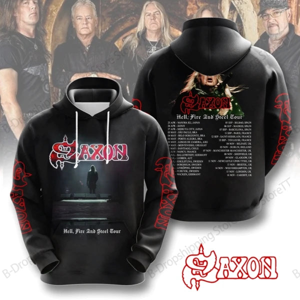 Men Hoodies Rock Saxon Band 3d Print Hoodie Men Women Fashion Hoodies Sweatshirt Teen Coat Women Sweat Album Hoodie Male Clothes