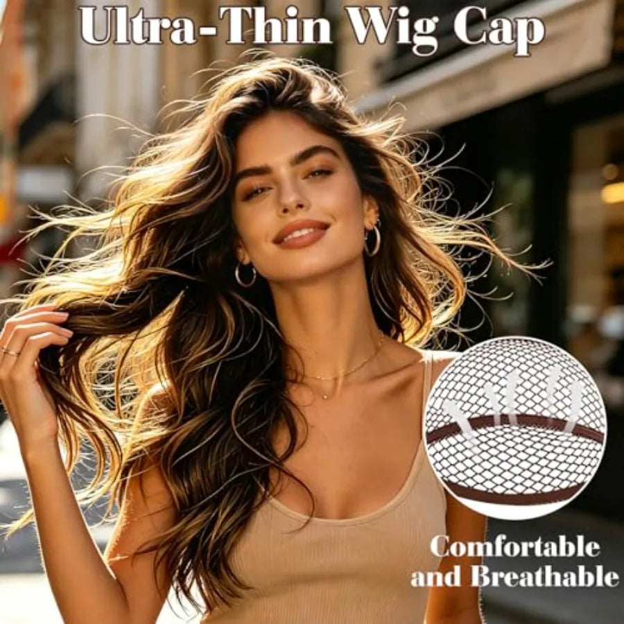 6 Pcs Mesh Wig Caps for Women, Closed-End Fishnet Wig Cap Bulk Liner Weaving Hair Net for Women Men Halloween Cosplay Costume D