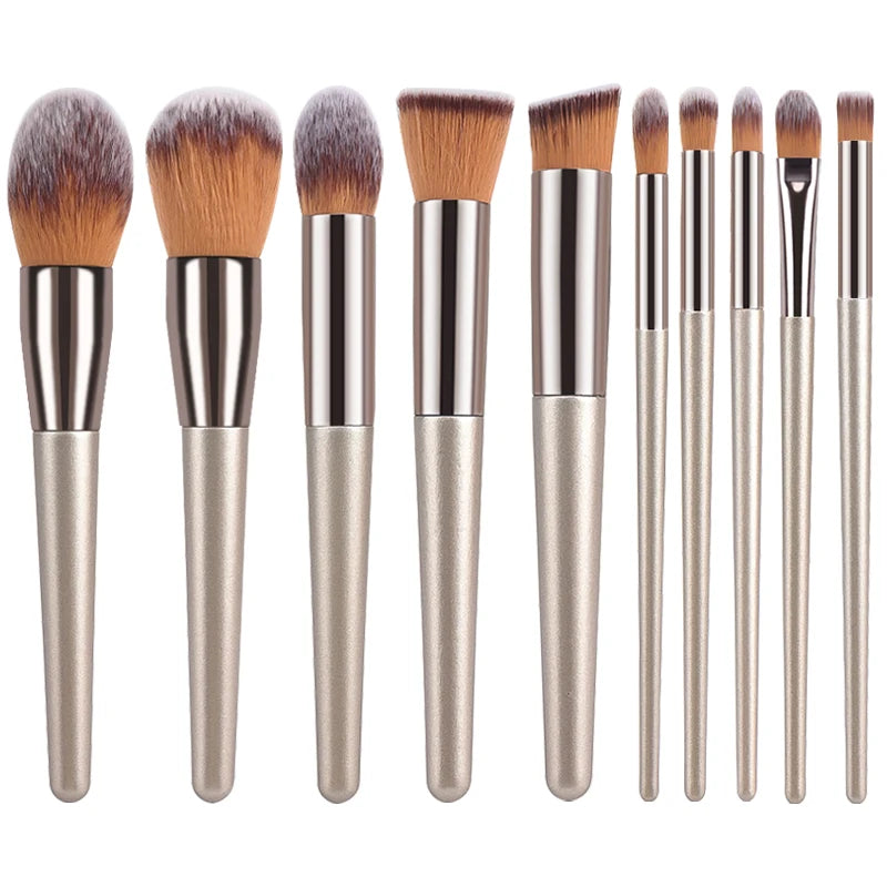 Juego de brochas de maquillaje Champagne caliente para mujer, base cosmética, polvos, colorete, sombra de ojos, Kabuki, para difuminar, herramientas de belleza