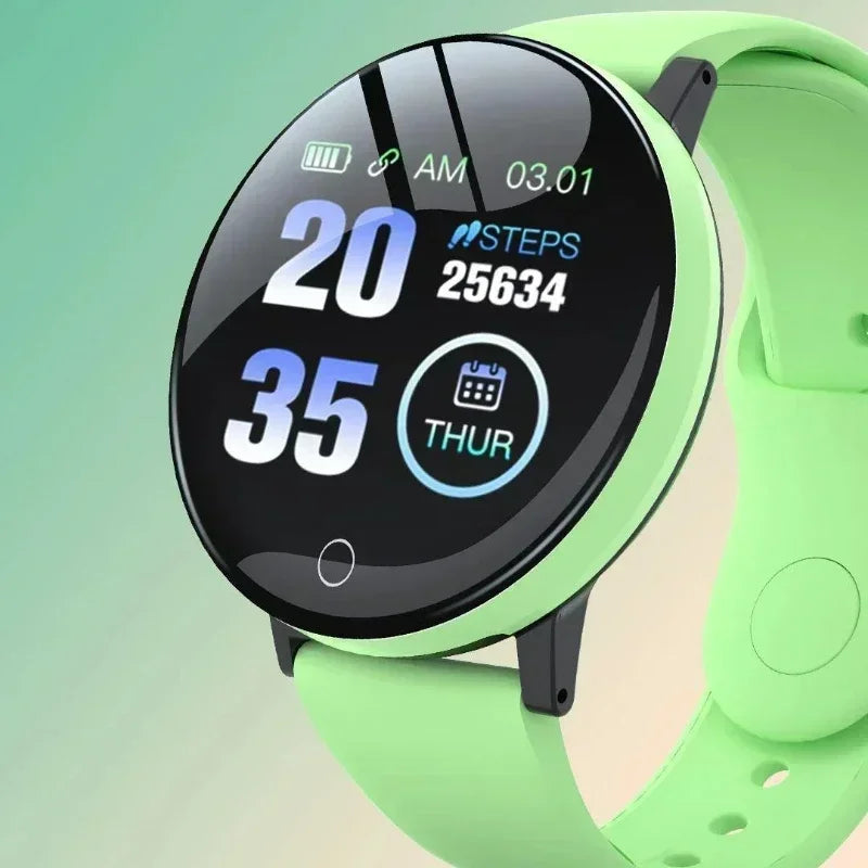 D18 Smart Watch – Heart Rate Monitor, Round Digital Fitness Watch for Men & Women (Band Included, Compare with D20/Y68)