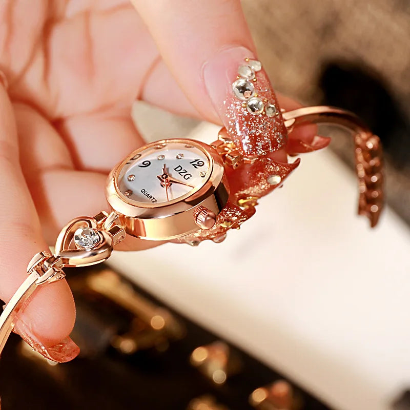 Fashion Women Heart Bracelet Watch Gold Quartz Watches for Women Wristwatch Casual Bracelet Watch Gifts Accessories Reloj Montre