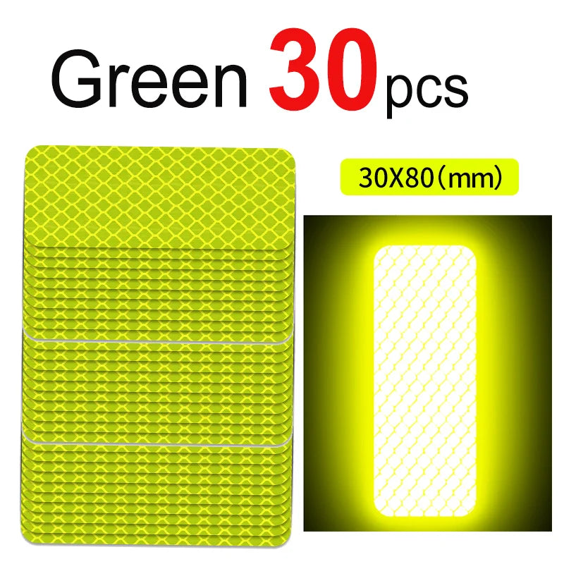 10~60pcs Bicycle Reflective Stickers Secure 30x80mm Warning Strip Car Motorcyle Night Saftety Mark Bicycle Rim Frame Reflector