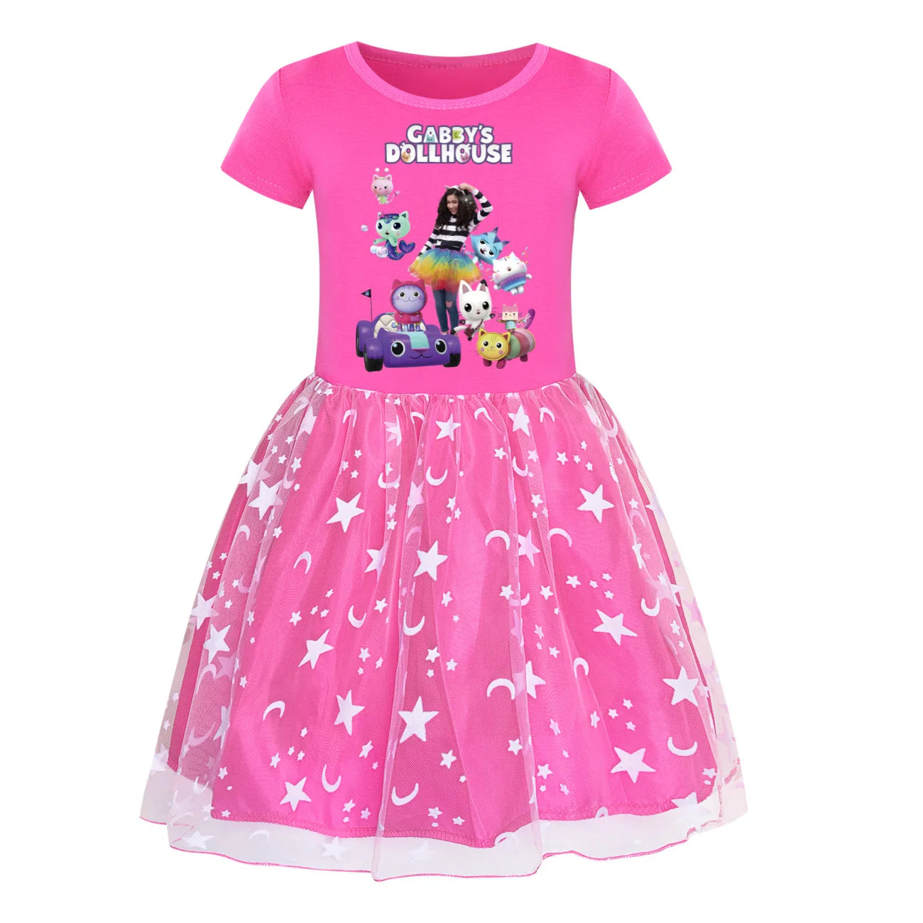 Newest Gabby Doolhouse Clothes Baby Girl Gabbys Cat Dress for Kids Girls 11 To 12 Children Summer Short Sleeve Princess Vestidos