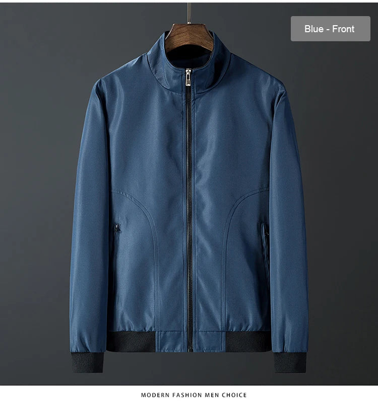 Men's Casual Jacket Spring Autumn New Comfortable Breathable Solid Color Stand Collar Outerwear Fashion Male Clothing