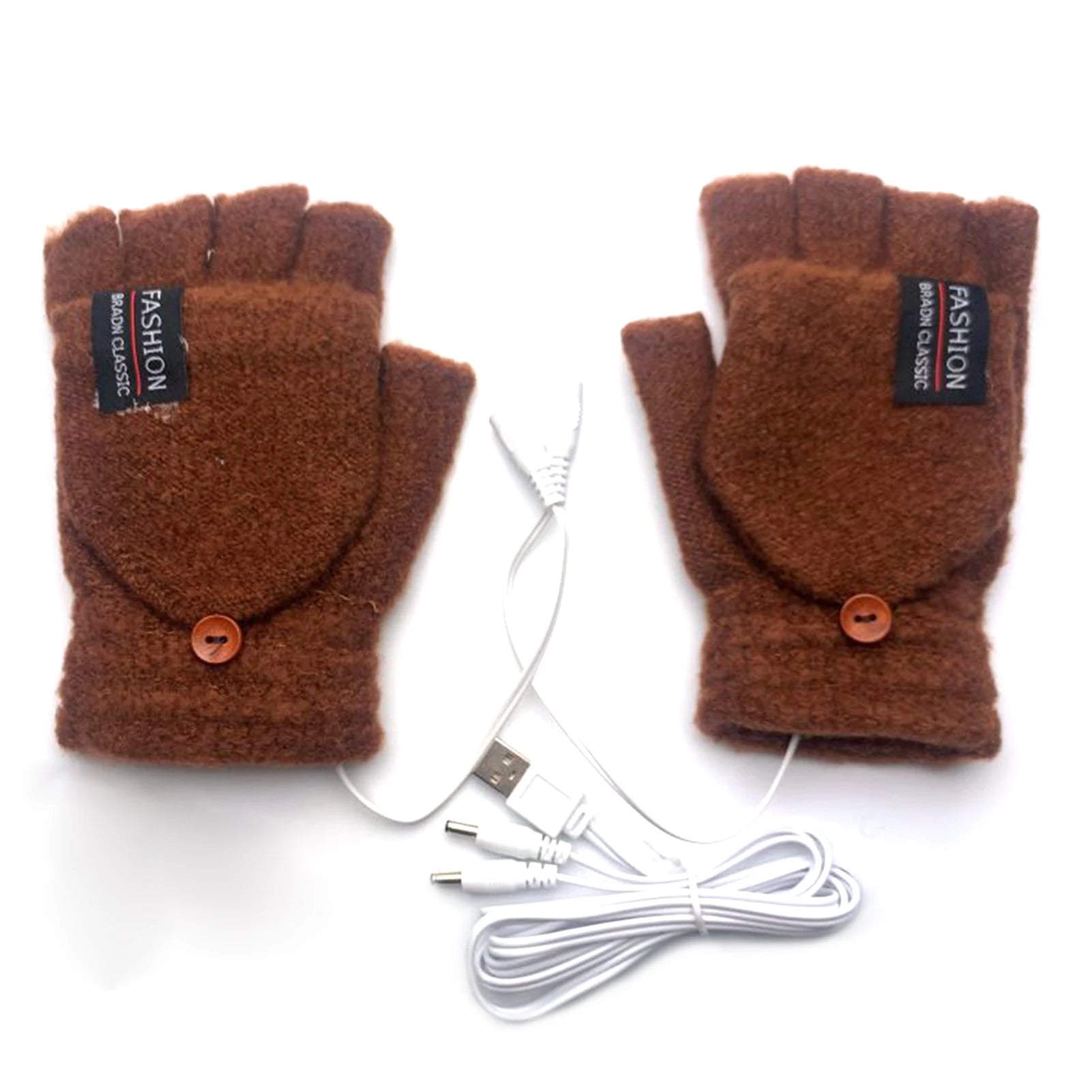 Guantes USB eléctricos de medio dedo, unisex, alimentados por USB, térmicos, de medio dedo para interiores y exteriores