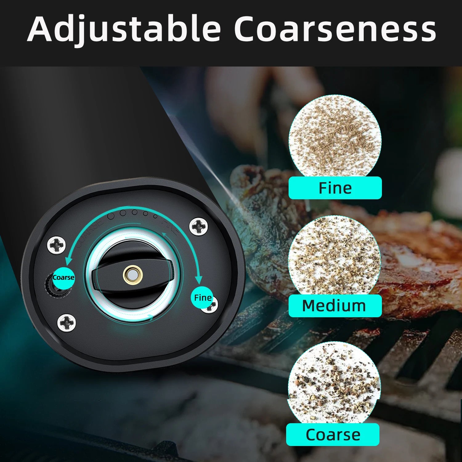 Base de Juego de Molinillos Eléctricos de Sal y Pimienta, Recargable por USB, de Acero Inoxidable, Automático, Ajustable para Sal y Especias