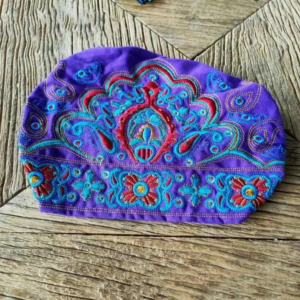 Fashion Embroidery Flowers Bandanas Mexican Style Ethnic Turban Hats Vintage Breathable Hair Cover Cap for Women