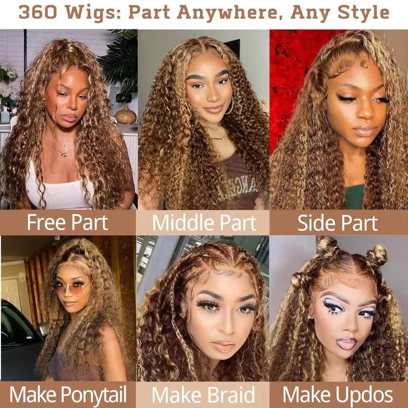 Drawstring 360 Deep Wave Ombre Wig