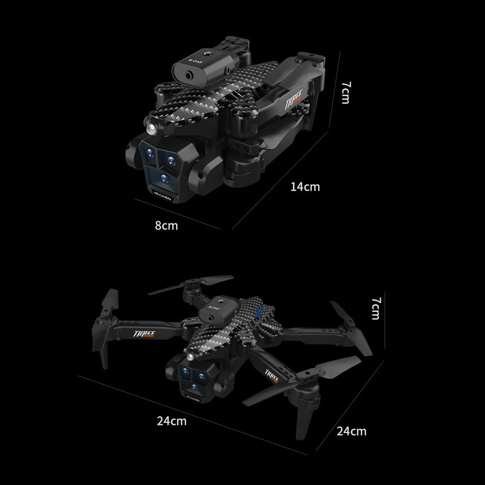 New Carbon Fiber Drone Triple HD Camera Aerial  OAS Remote Control Aircraft Optical Flow Quadcopter Kid Gifts
