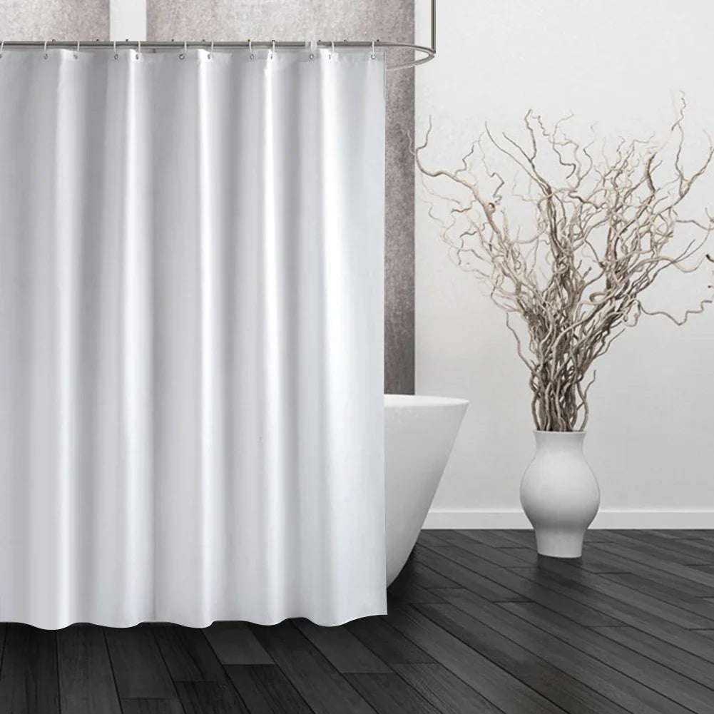 180-230cm Shower Curtains Waterproof Heavy Duty Thick Fabric Bath Curtain for Hotel Bathroom Bathtub Solid White Private Cover