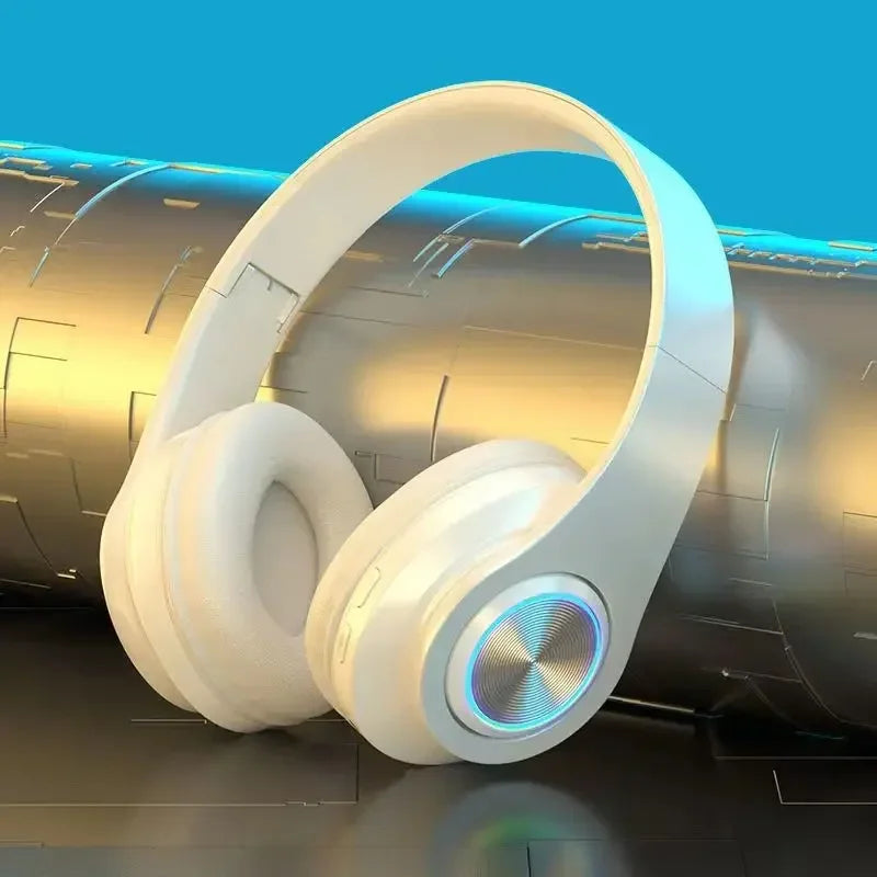 Auriculares de diadema inalámbricos para juegos con Bluetooth, sonido envolvente estéreo, audífonos USB con micrófono, luz colorida para PC y portátil