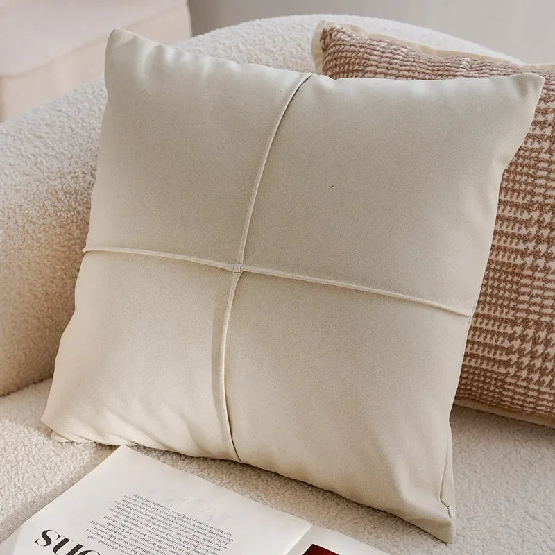 Pillow Cover in Cream Color, Retro Style, Brown French Sofa Waist Cushion Cover 45x45cm Pillowcase