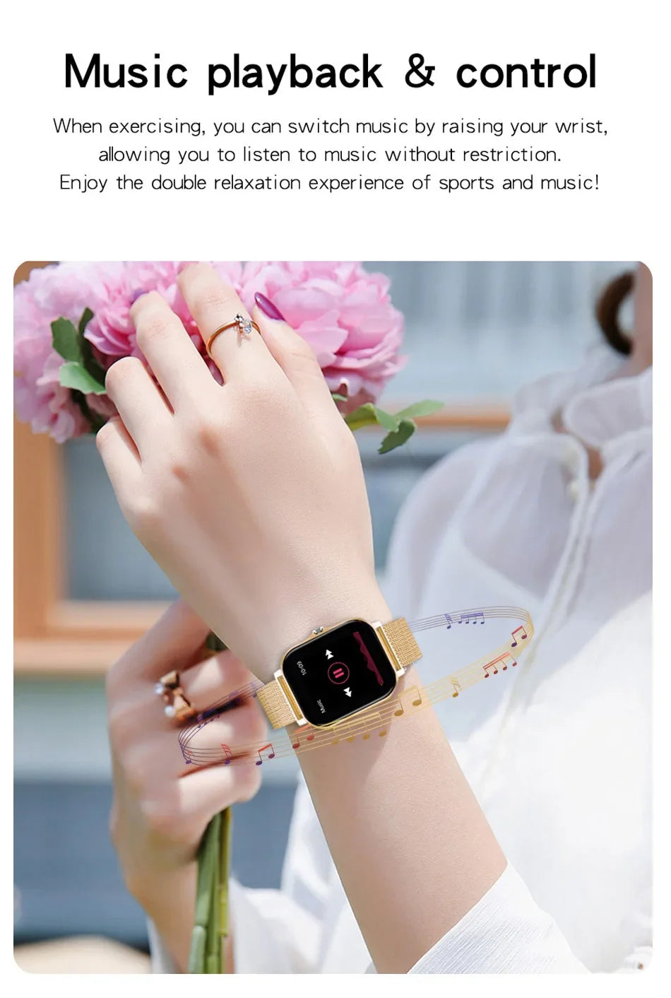 Smartwatch para teléfono Android. Pantalla a color de 1,44 pulgadas, táctil, llamada Bluetooth, carga magnética.