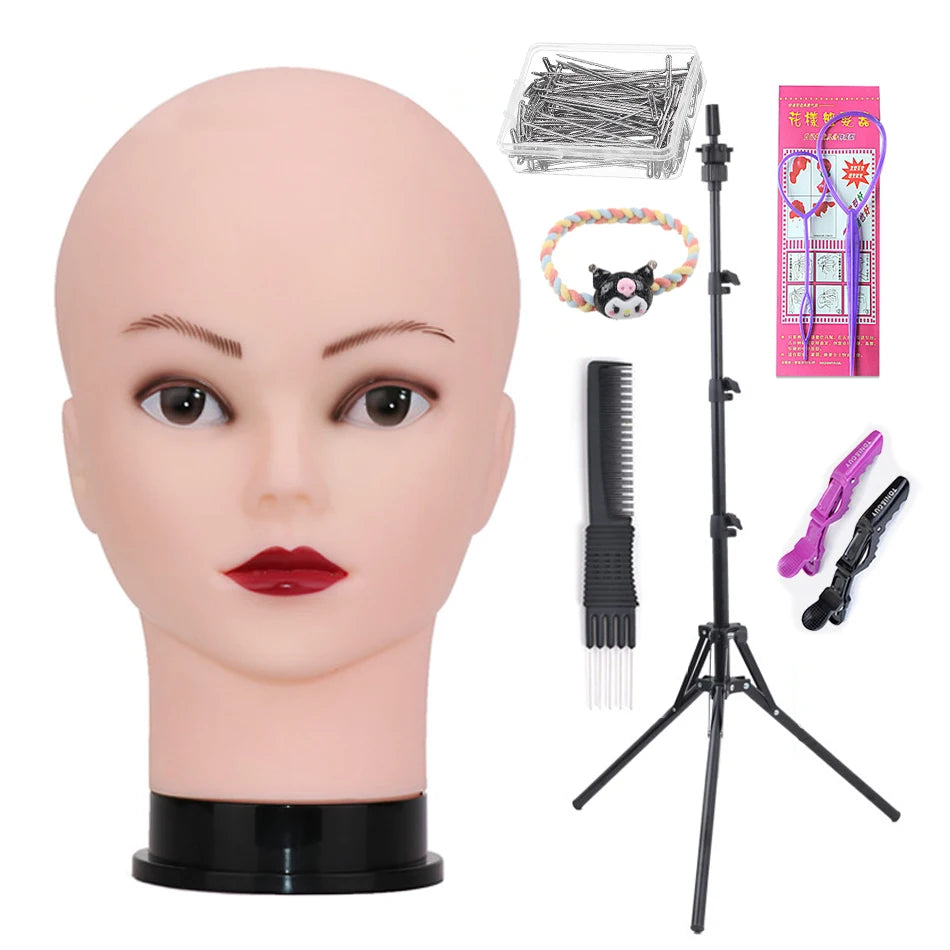 Mannequin Head With Tripod For Making Wig Hat Glasses Mask Display Cosmetology Manikin Head For Makeup Practice Wig Install Kit