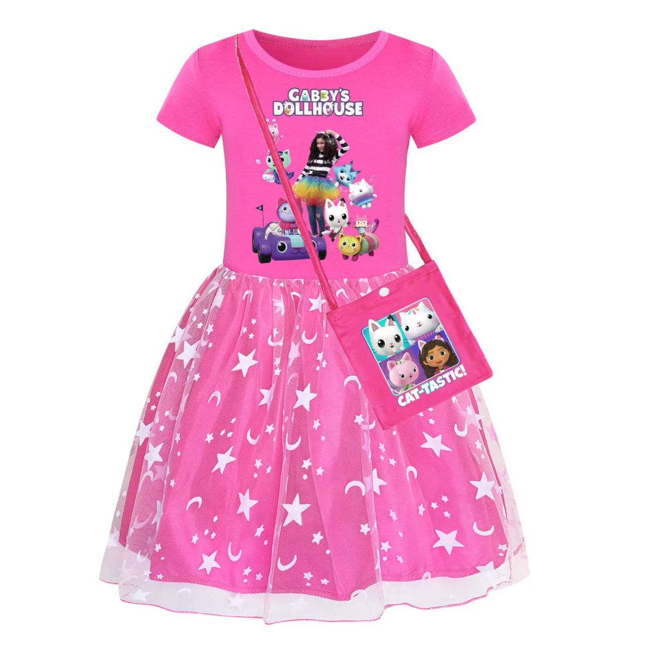 Newest Gabby Doolhouse Clothes Baby Girl Gabbys Cat Dress for Kids Girls 11 To 12 Children Summer Short Sleeve Princess Vestidos