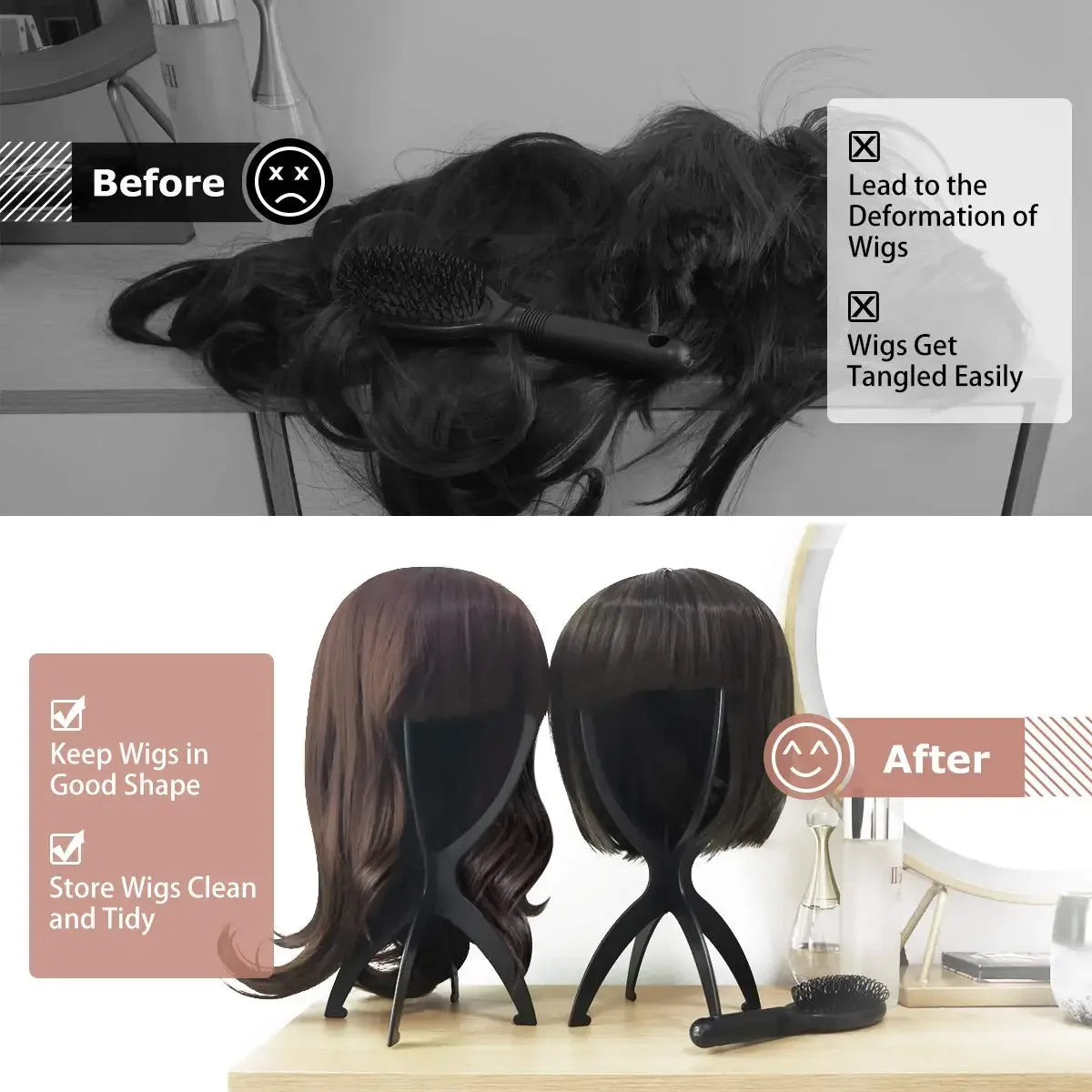 10pcs Wig Stand Durable Easy Assembly Wig Cap Holder Portable Plastic Hair Hat Displaying Stand Ideal for Home Salon Travel Use