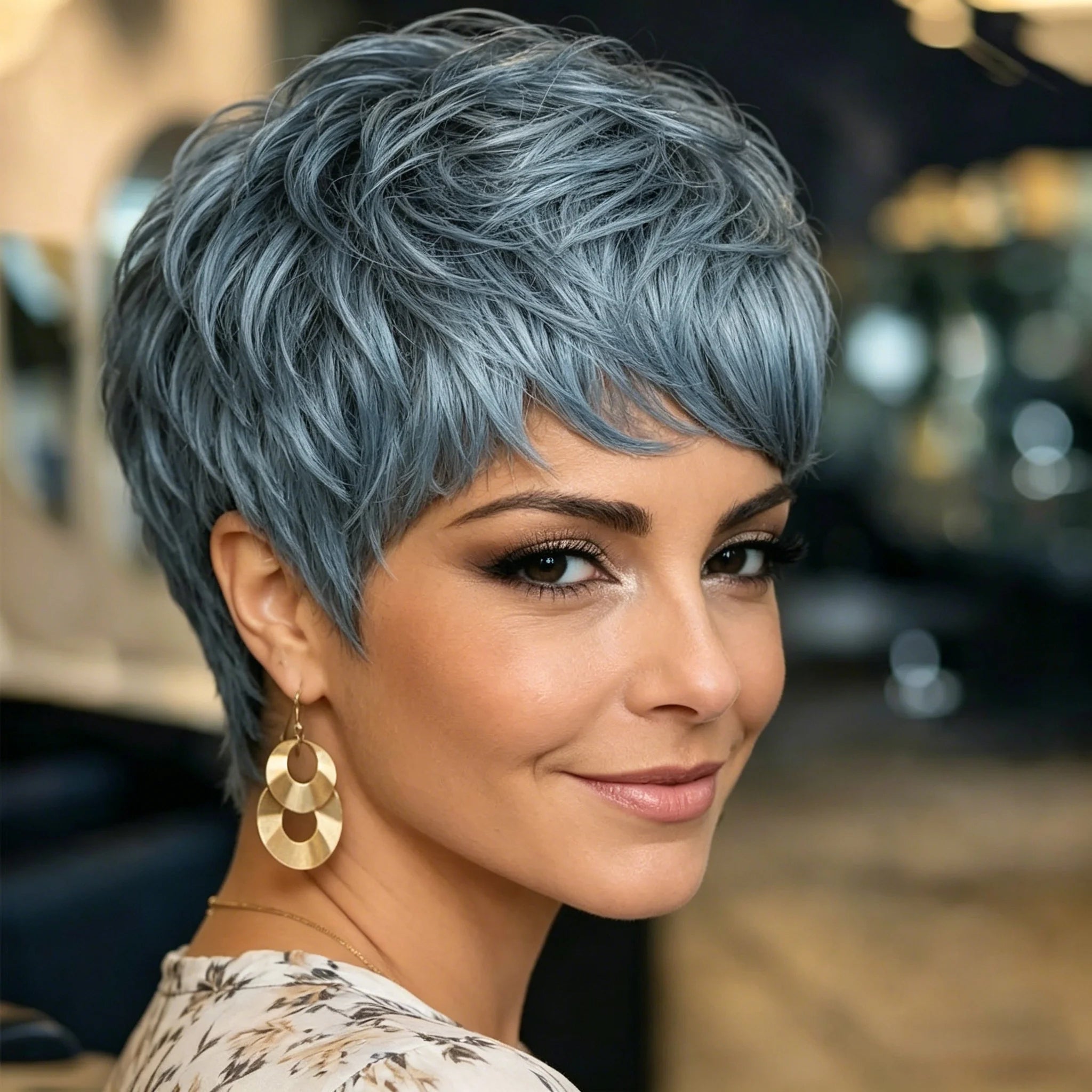 Pixie Cut-parykk Grå brasiliansk menneskehår Kort Pixie Cut-parykk for kvinner til daglig bruk Full maskinlaget parykk for kvinner