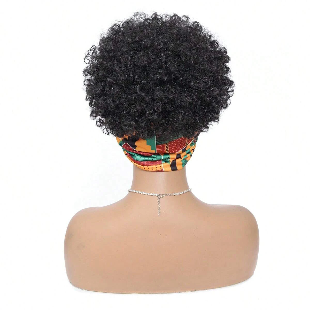 Pelucas negras con diadema para mujeres, peluca rizada afro Kinky con cabello sintético corto y diademas adjuntas
