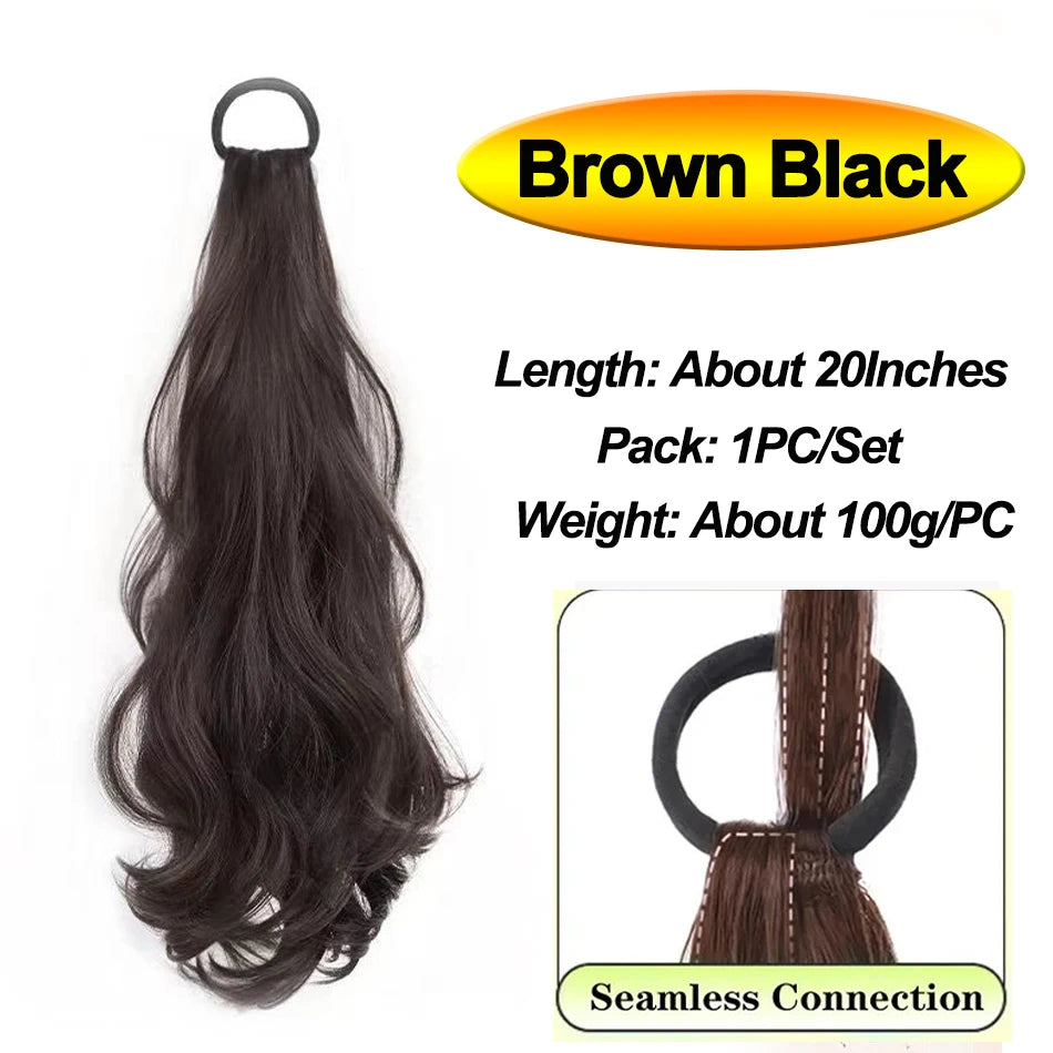 Vitality Synthetic Wig Ponytail Long Wavy Ponytail Hair With High Elasticity Rubber Band Heat Resistant Hairpiece For Daily Use