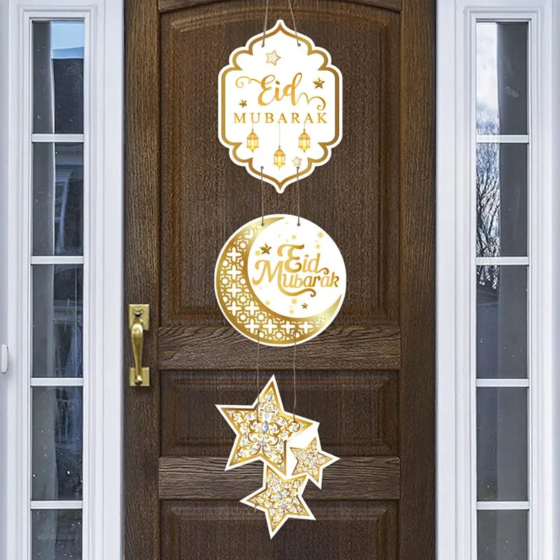 EID Mubarak Decorations Door Hanging Ramadan Decor for Home Door Hanging Ramadan Kareem Islamic Muslim Party Eid Al Adha