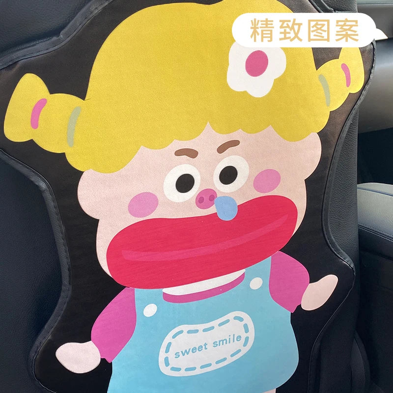 Car anti-kick pad, seat back protective pad, leather waterproof, anti-wear and wear-resistant cartoon cute car protective