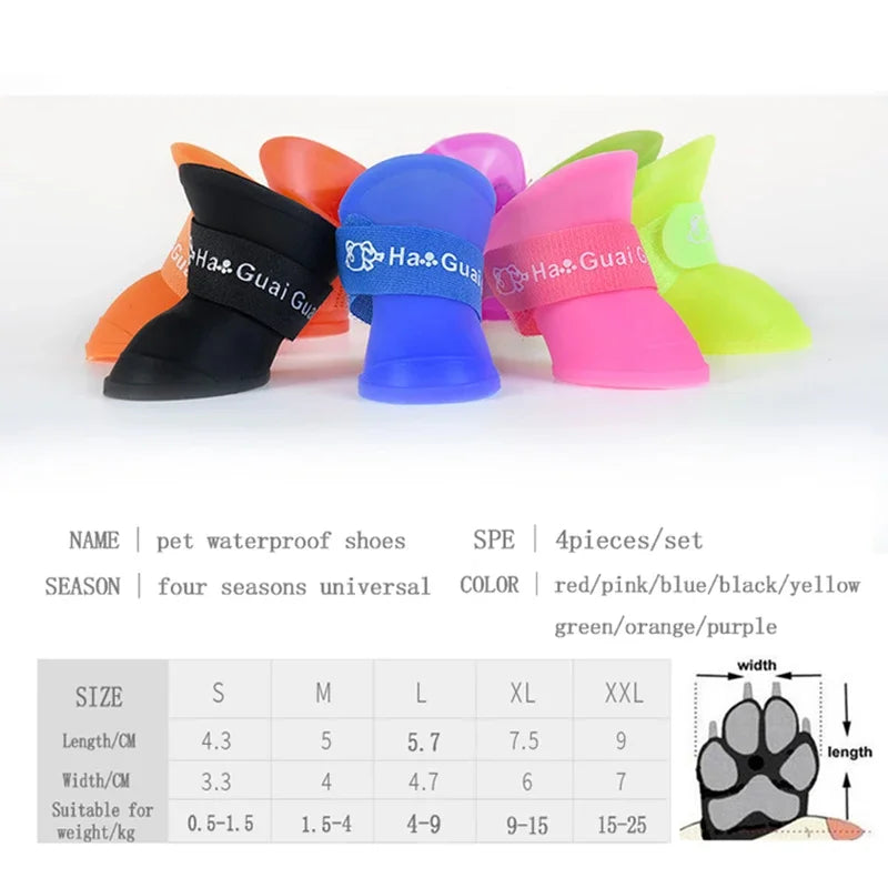 Pet Dog Rainshoes Waterproof Silicone Dog Shoes Anti-skid Boots For Small Medium Large Dogs Cats Rainy Days Appear Pet Supplies