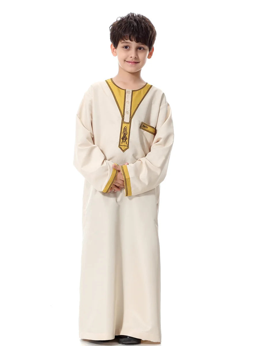 2025 Fashion Muslim Teenager Clothing Islam Men Summer Winter Eid Ramadan Prayer High Quality Elengance Party Boy's Robe Caftan