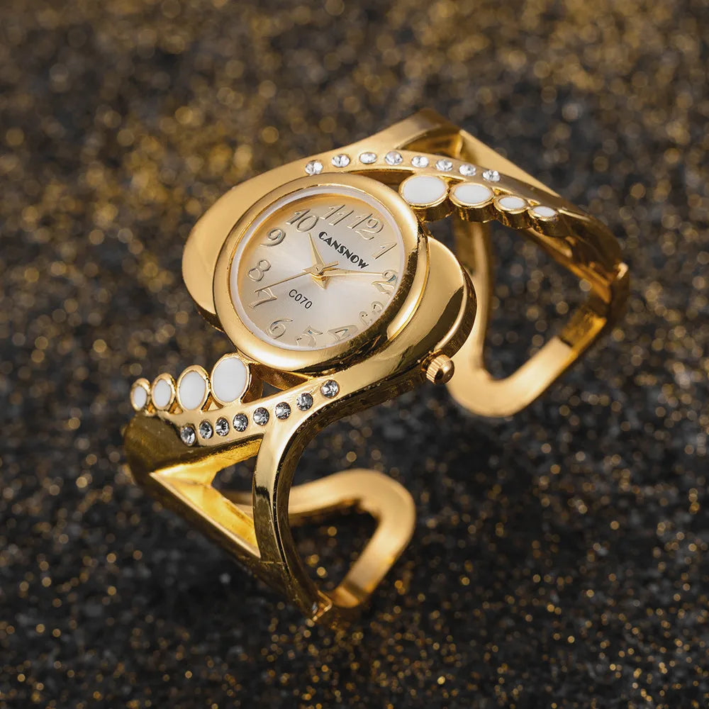 Reloj de pulsera de lujo con cristales para mujer