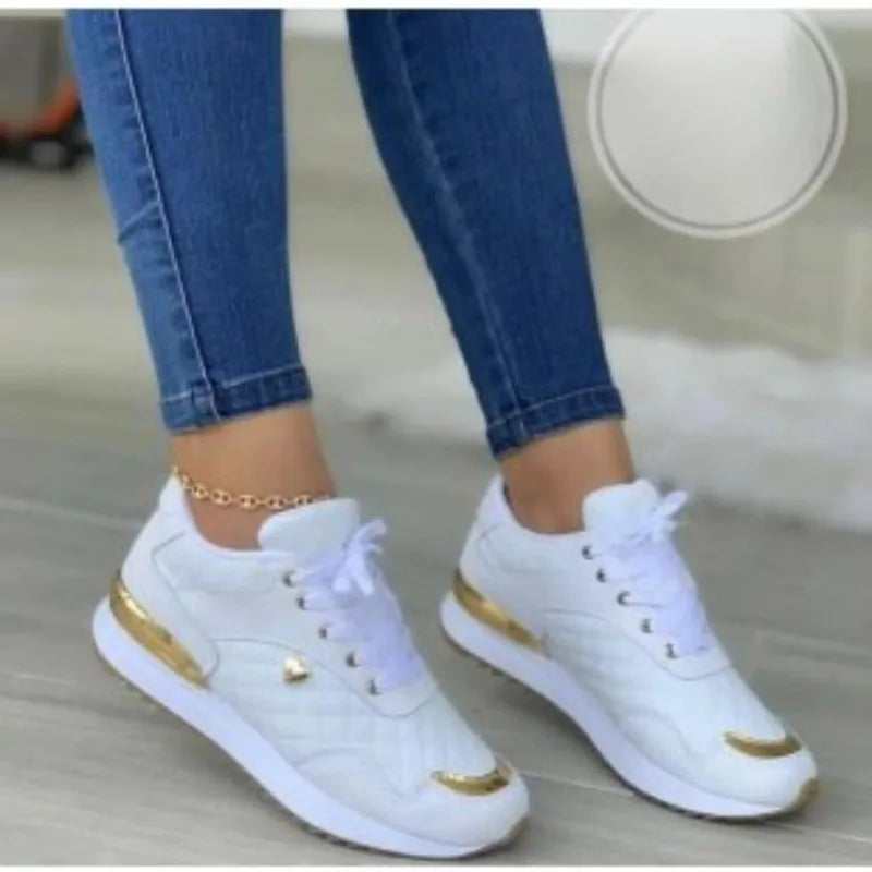 Zapatillas de malla para mujer, con parches, cordones planos, ligeras, transpirables, vulcanizadas, para mujer, Zapatillas De Mujer Tallas Grandes