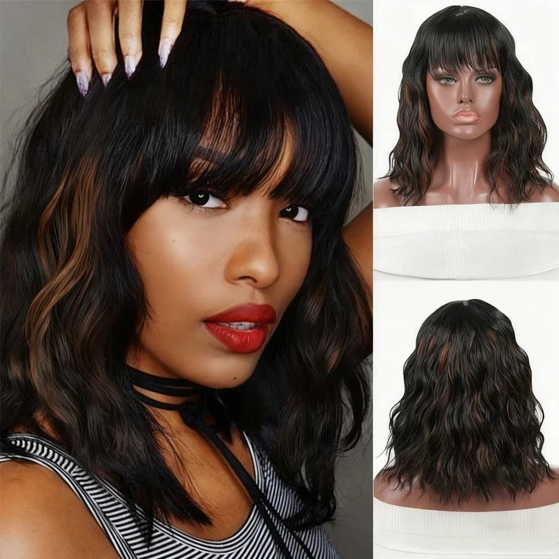 14Inch Pink Wig for Women Short Wavy Pastel Pink Wigs with Lace Shoulder Length Middle Part Curly Wavy  Wig