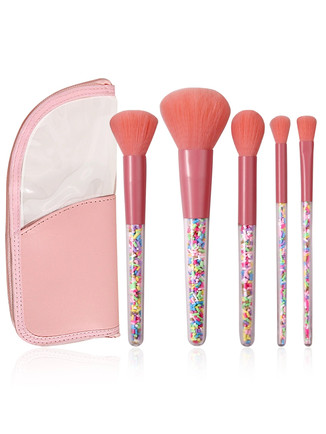 Pink Series Makeup Tools Kit Party Makeup Brushes Blender Sponges & Storage Bag , Bowknot Headband Wristbands