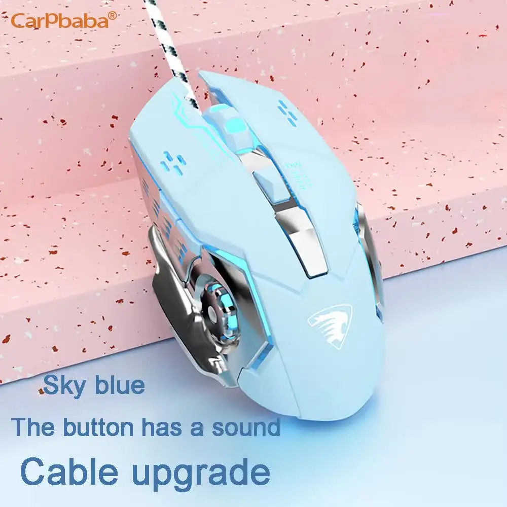 Souris de jeu filaire Carpbaba G3 silencieuse rose mécanique e-sport pour fille, design élégant, portable, pour MacBook, ordinateur portable et PC gamer