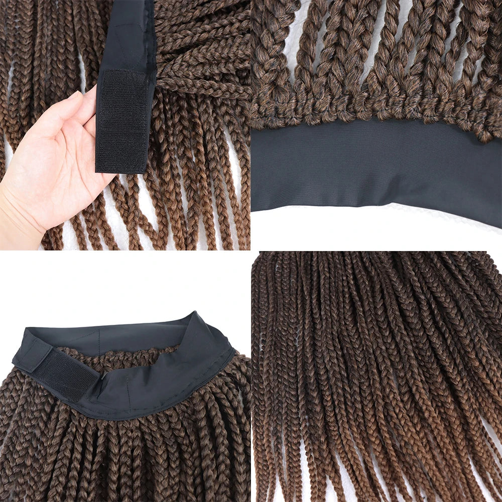 Headband Box Briad Ponytail Synthetic Crochet Braiding Hair Extension Natural Looking Ombre Brown Ponytail for Women