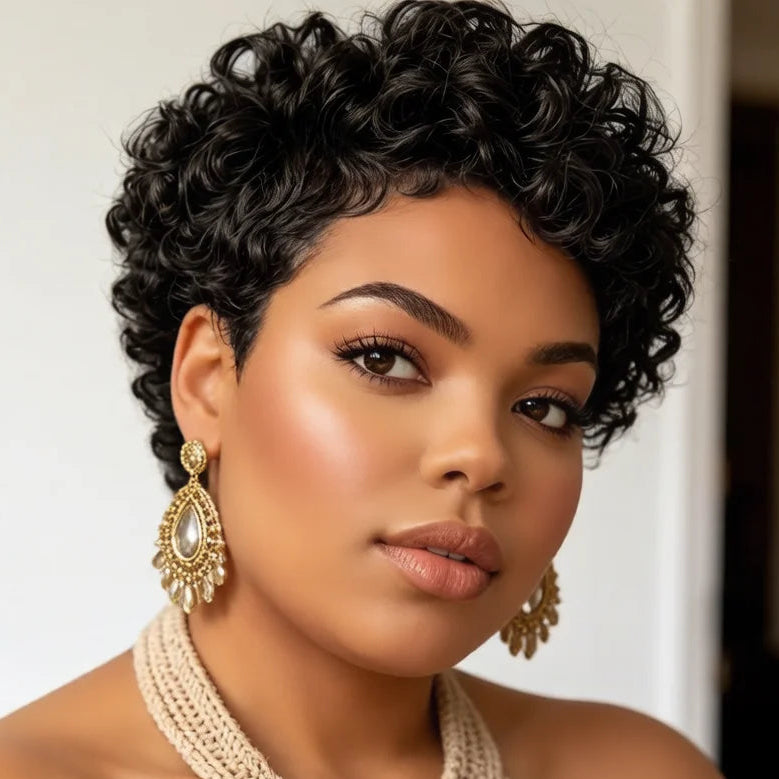 Curly Pixie Human Hair Wig