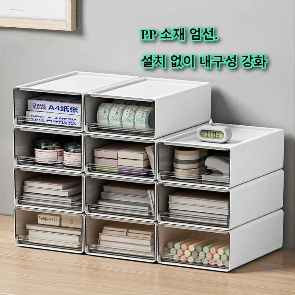 Desktop Organizer Drawer Makeup Storage Box Stationery Finishing Organizer Box Dormitory Desktop Organizer Cabinet  Dustproof